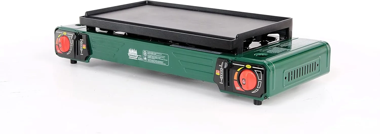 King Kooker Mr. Outdoors Cookout Model # MOC24S Double Butane Stove with Carry Bag, Green, Xlarge