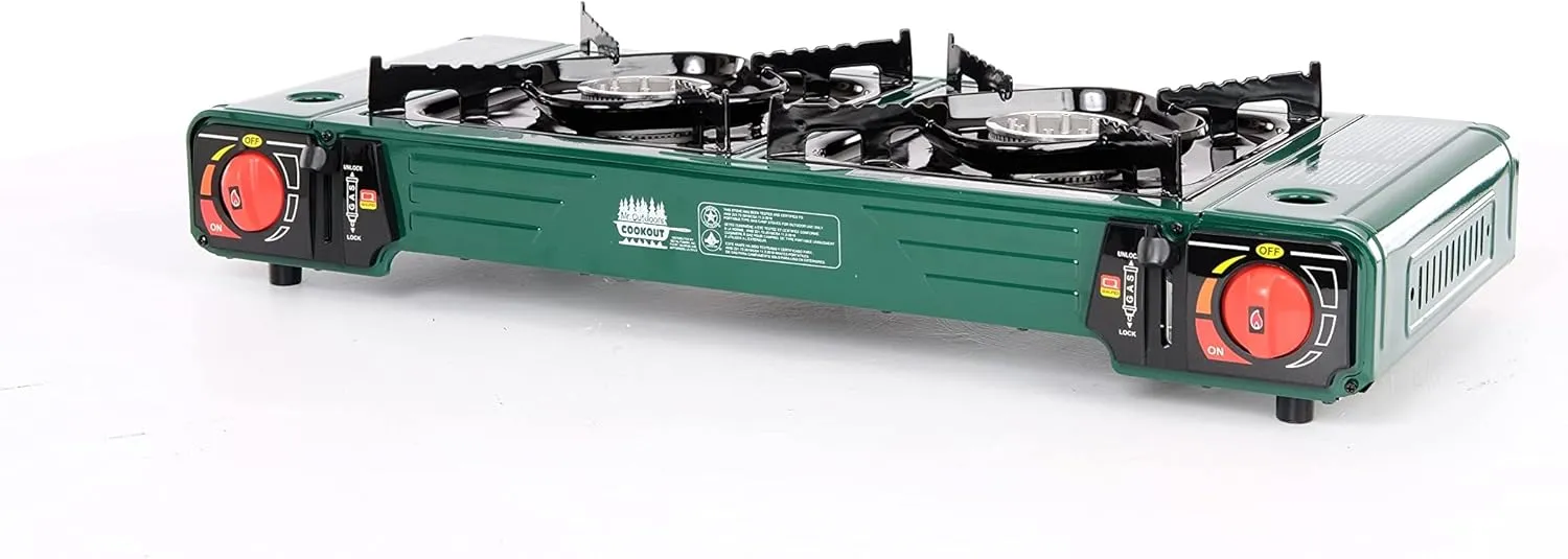 King Kooker Mr. Outdoors Cookout Model # MOC24S Double Butane Stove with Carry Bag, Green, Xlarge