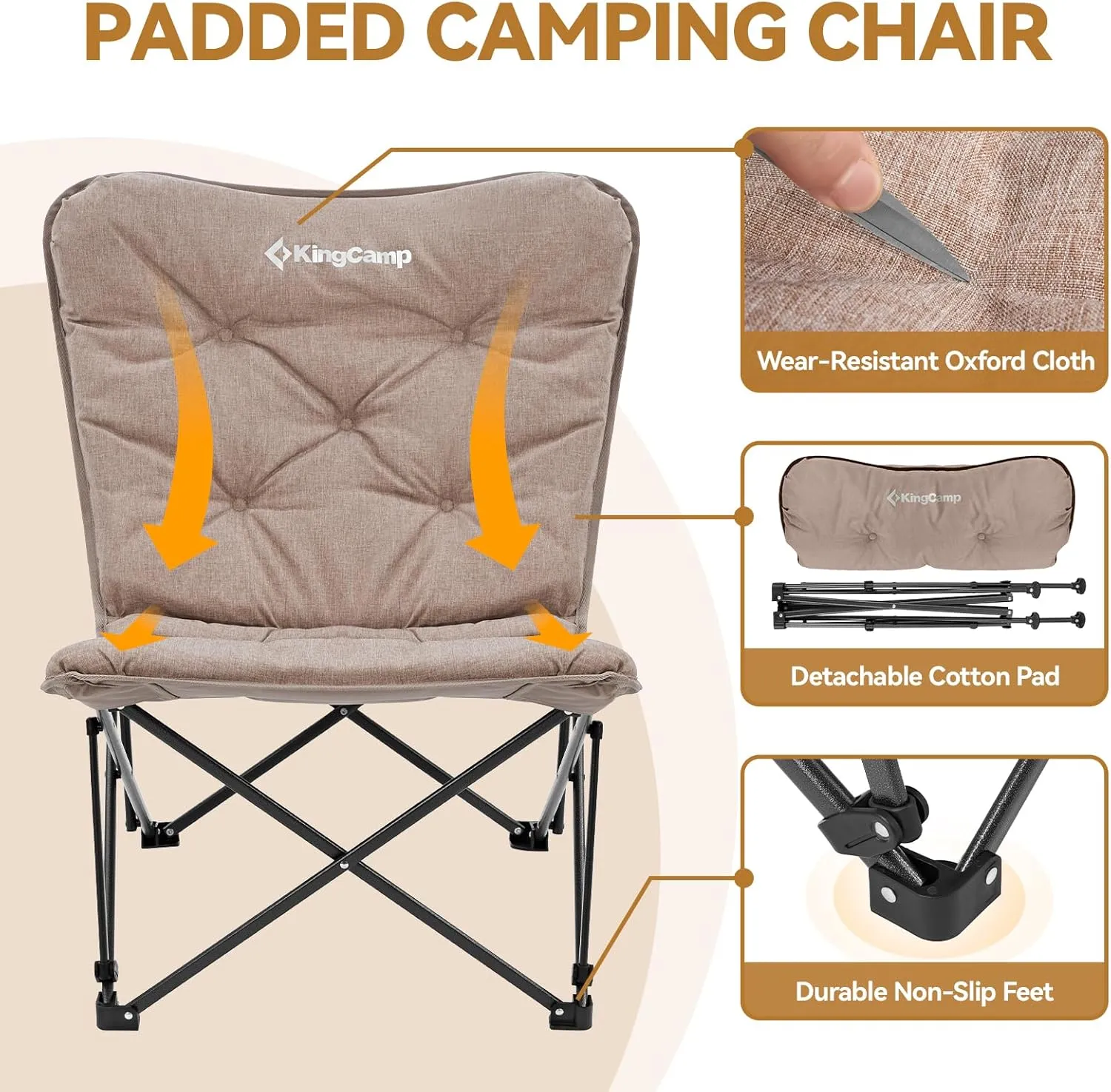 KingCamp Butterfly Chair, Oversized Thick Padded Comfy Camping Chairs Portable Folding Chair 400lbs Heavy Duty Seat with High Backrest & Carry Bag for Outdoor Indoor Patio Lawn Home Living Bed Room