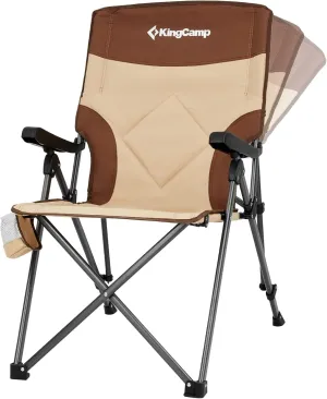 KingCamp Camping Chairs Adjustble Backrest, Heavy Duty Folding Chair, Reclining Camping Chair, Outdoor Lawn Chair, High Back Padded Camp Chair for Adults(Khaki/Coffee)
