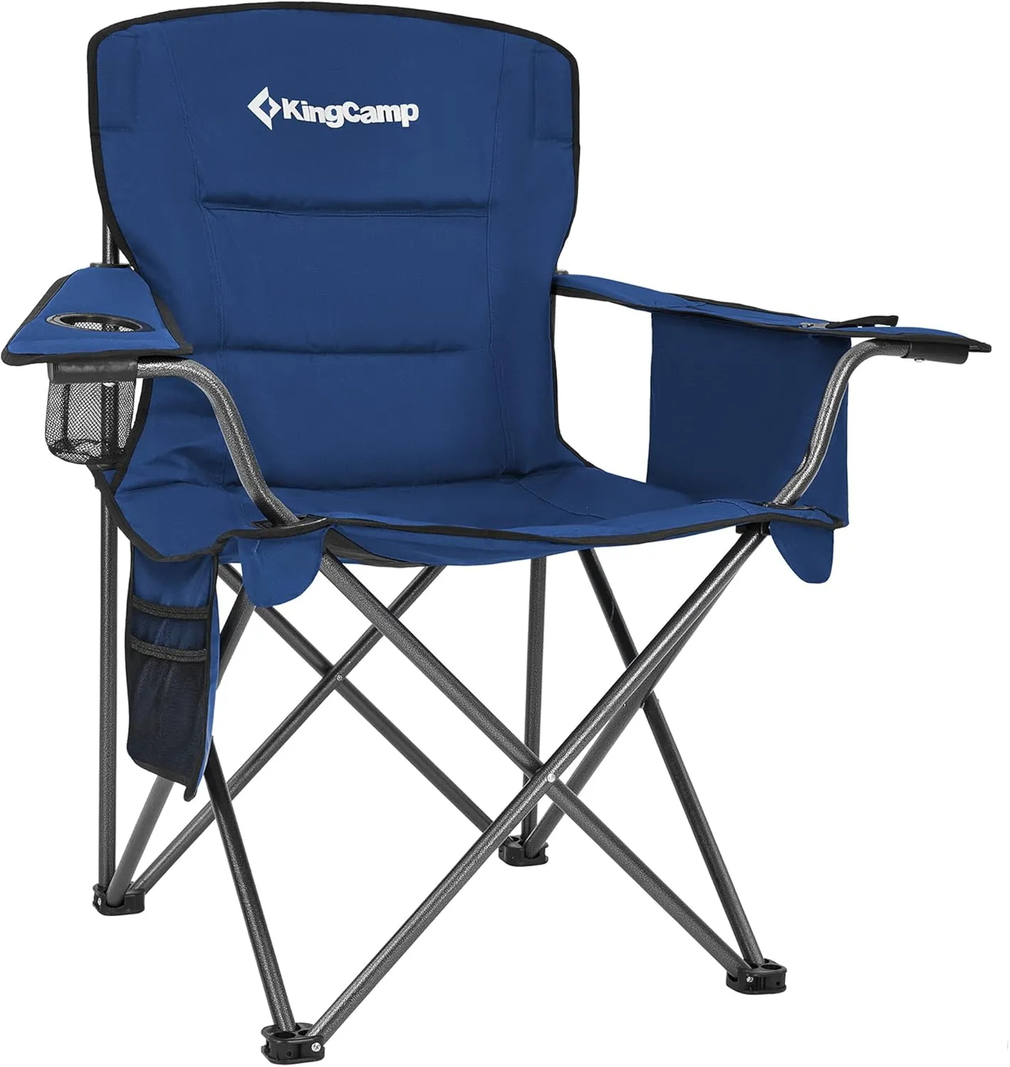 KingCamp Oversized Folding Camping Chair for Adults Portable Outdoor Lawn Heavy Duty with Cooler, Cup Holder, Side Pocket,Carry Bag, 2 Pack, Blue