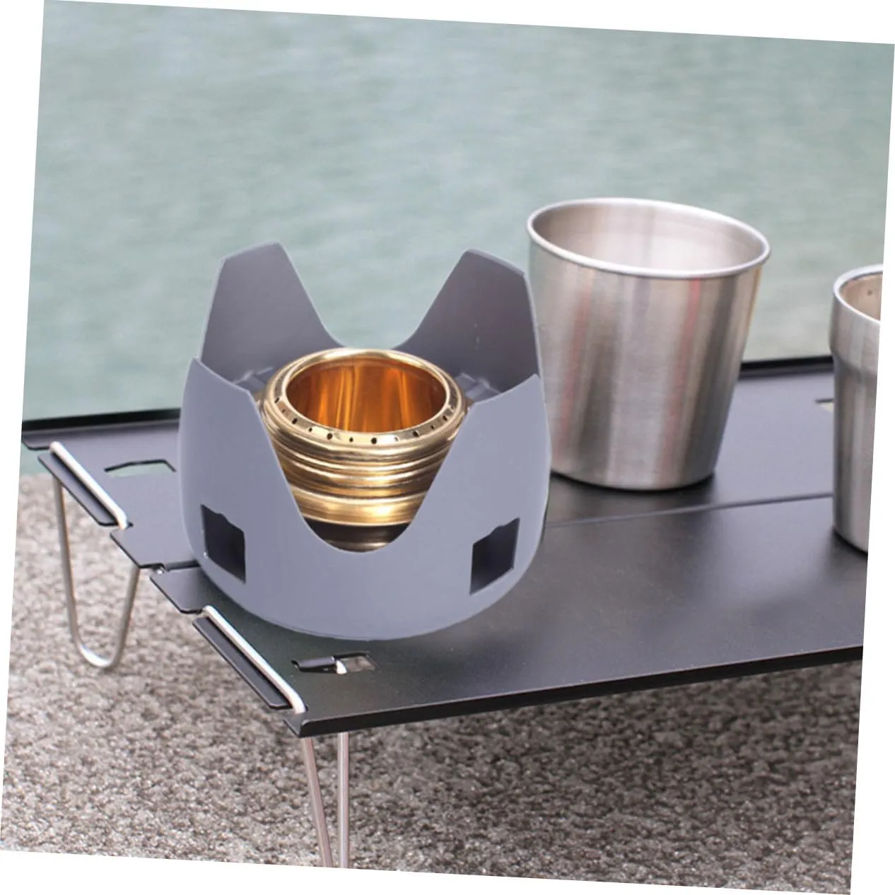 Kisangel 1pc Mini Outdoor Furnace Base Camping Aluminium Alloy Burner Support Holder Pot Support for Camping Stoves Sturdy Alcohol Stove Base