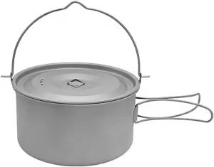 kitchenware 1.8L/3L Titanium Pot Ultralight Hanging Pot with Lid and Foldable Handle Outdoor Camping Hiking Backpacking Picnic