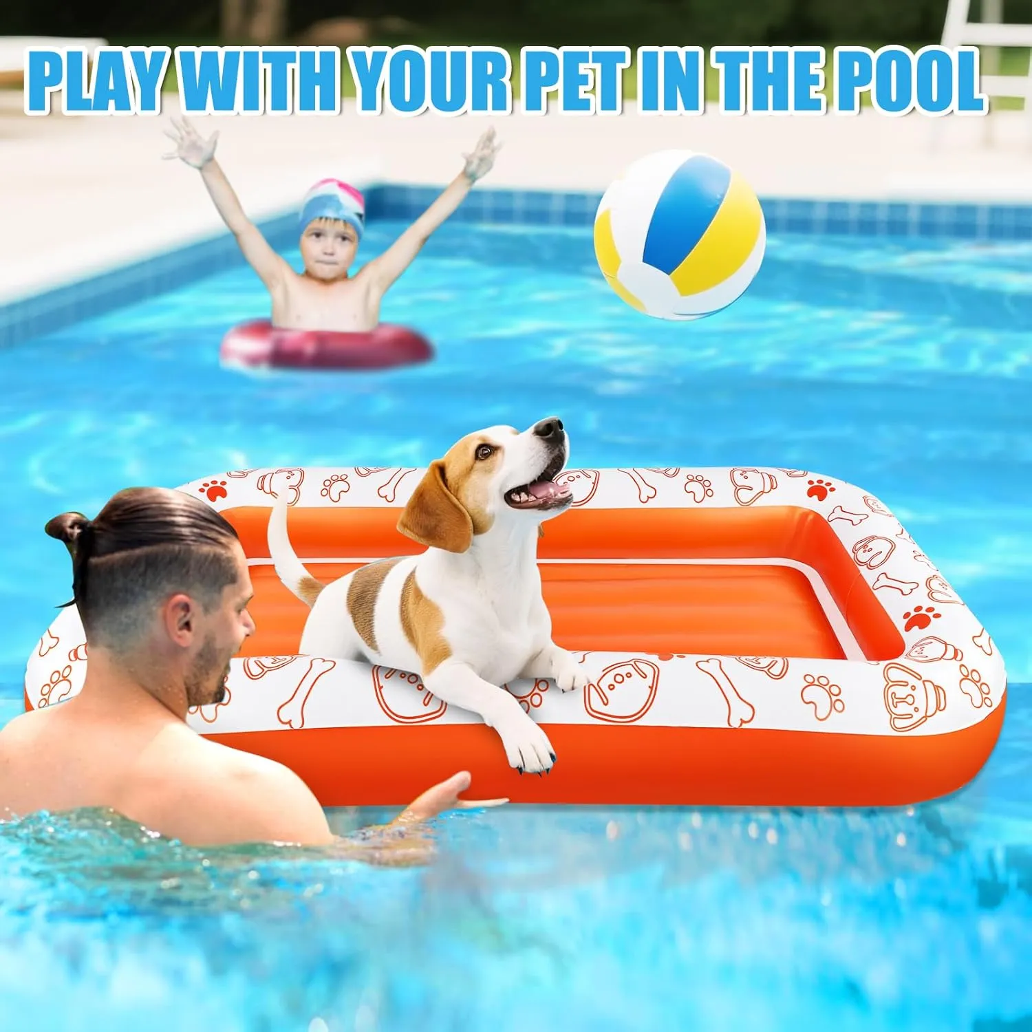 Large Dog Pool Float, 55x35/60x35 Inch Dog Float Raft for Pool Lake River, Puncture Proof Dogs Floatie Boat Pet Float for Large Medium Small Dogs Holds Up to 110/220 Lbs