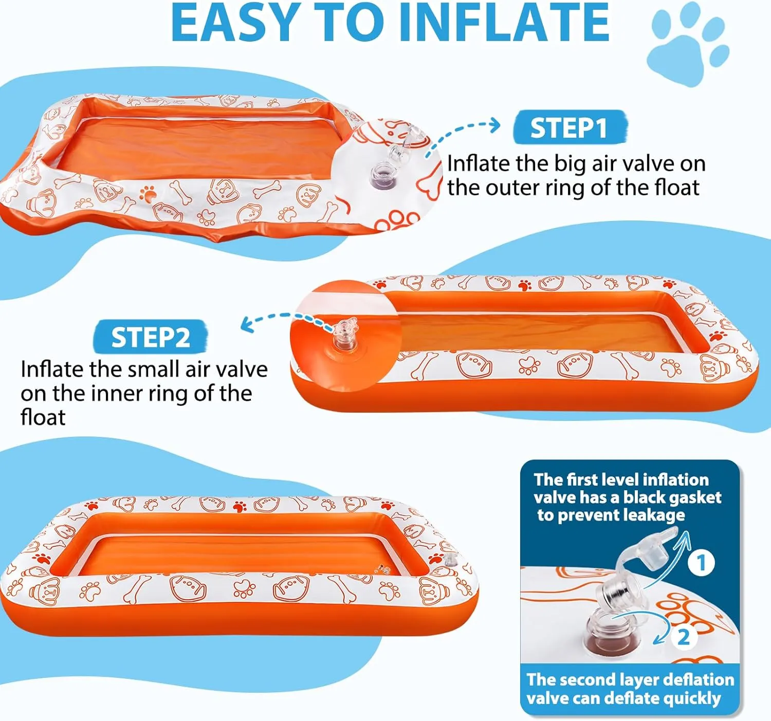 Large Dog Pool Float, 55x35/60x35 Inch Dog Float Raft for Pool Lake River, Puncture Proof Dogs Floatie Boat Pet Float for Large Medium Small Dogs Holds Up to 110/220 Lbs