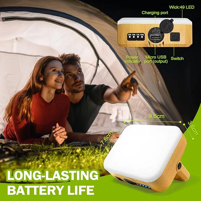 LED Camping Lantern Rechargeable, 6000mAh Power Bank LED Lantern with Magnet Tent Lantern IP64 Waterproof 4000 LM 4 Light Modes for Hook Camping, Hiking, Hurricane Emergency, Home and Car