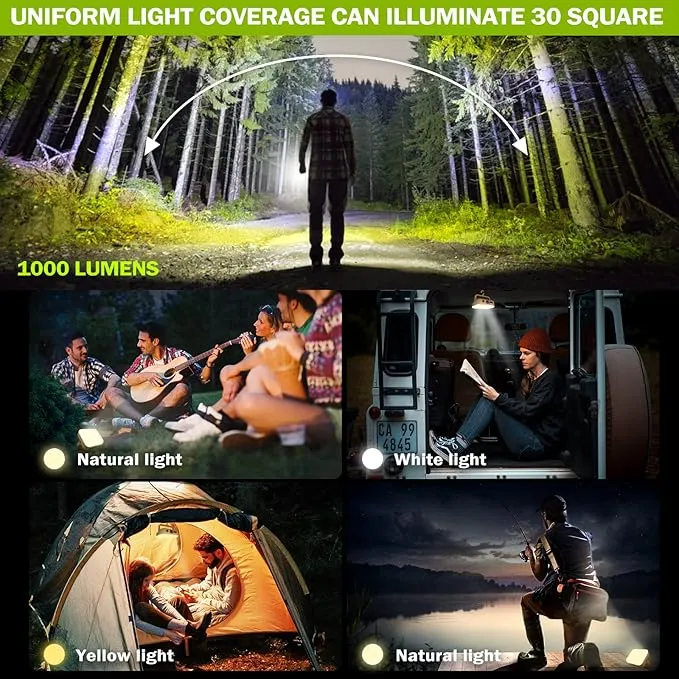 LED Camping Lantern Rechargeable, 6000mAh Power Bank LED Lantern with Magnet Tent Lantern IP64 Waterproof 4000 LM 4 Light Modes for Hook Camping, Hiking, Hurricane Emergency, Home and Car