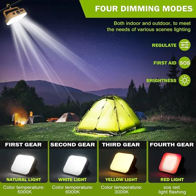 LED Camping Lantern Rechargeable, 6000mAh Power Bank LED Lantern with Magnet Tent Lantern IP64 Waterproof 4000 LM 4 Light Modes for Hook Camping, Hiking, Hurricane Emergency, Home and Car