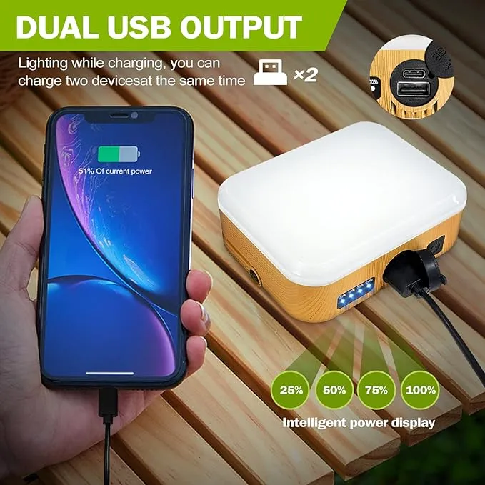 LED Camping Lantern Rechargeable, 6000mAh Power Bank LED Lantern with Magnet Tent Lantern IP64 Waterproof 4000 LM 4 Light Modes for Hook Camping, Hiking, Hurricane Emergency, Home and Car