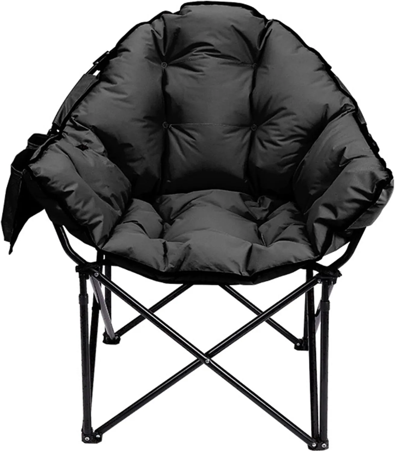 Leisure Heated Padded Camp Chairs Adjustable Heavy Duty Chairs Position Reclining Folding Charis for Picnic Hiking Outdoor Indoor Support up to 405LBS,Black