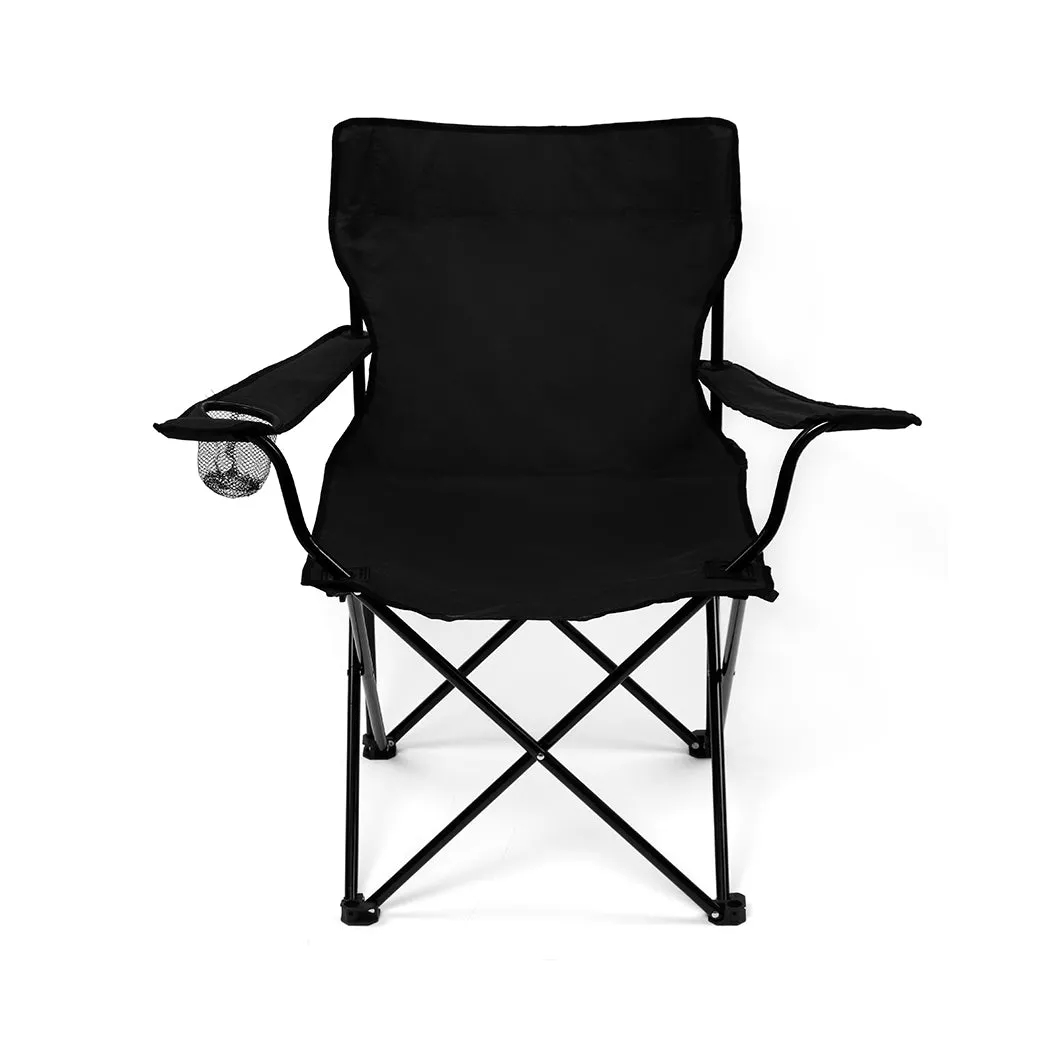 Levede 2Pcs Camping Chairs Folding Arm Black-REMOTE