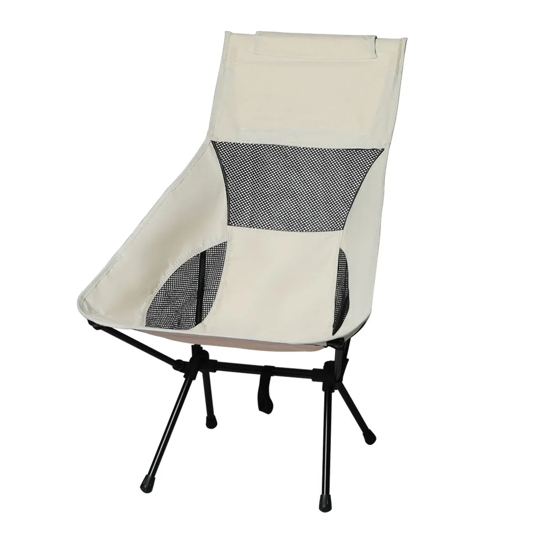 Levede Camping Chair Folding Outdoor Large Beige-NSW_Rural