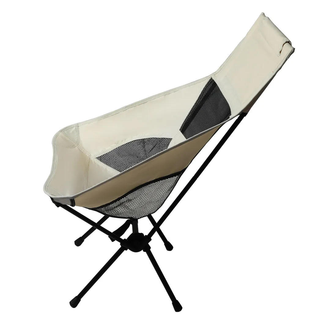 Levede Camping Chair Folding Outdoor Large Beige-NSW_Rural