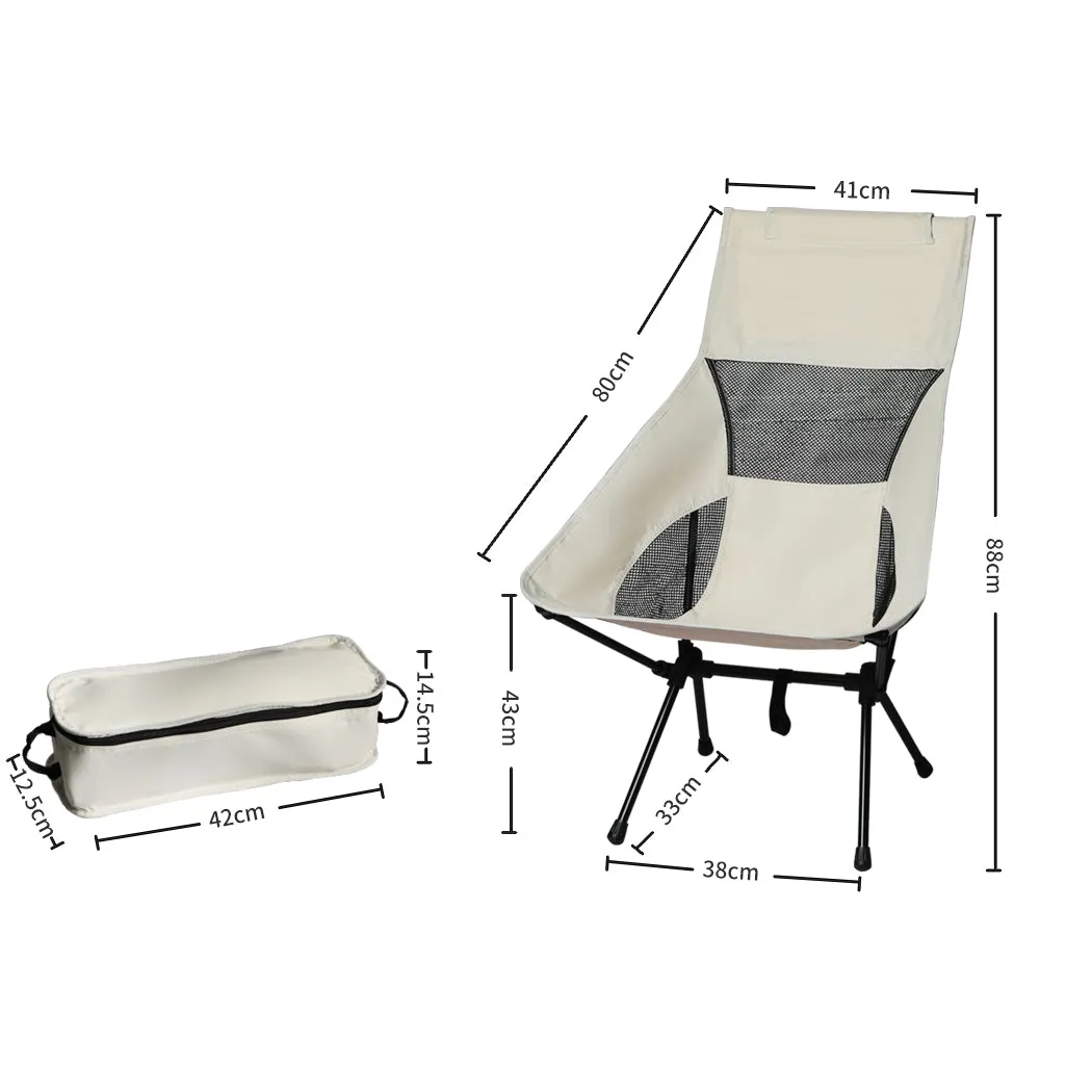 Levede Camping Chair Folding Outdoor Large Beige-NSW_Rural