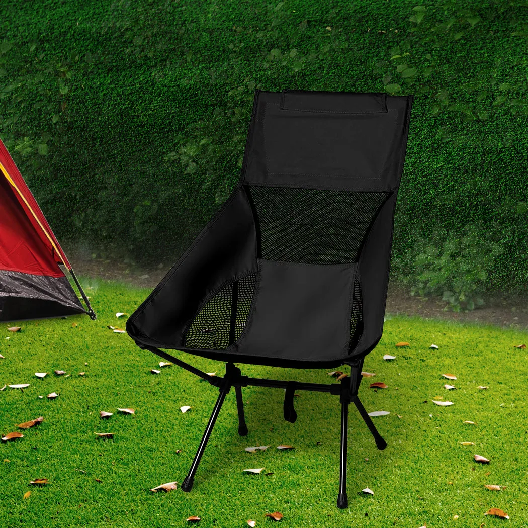 Levede Camping Chair Folding Outdoor Large Black-VIC_Metro