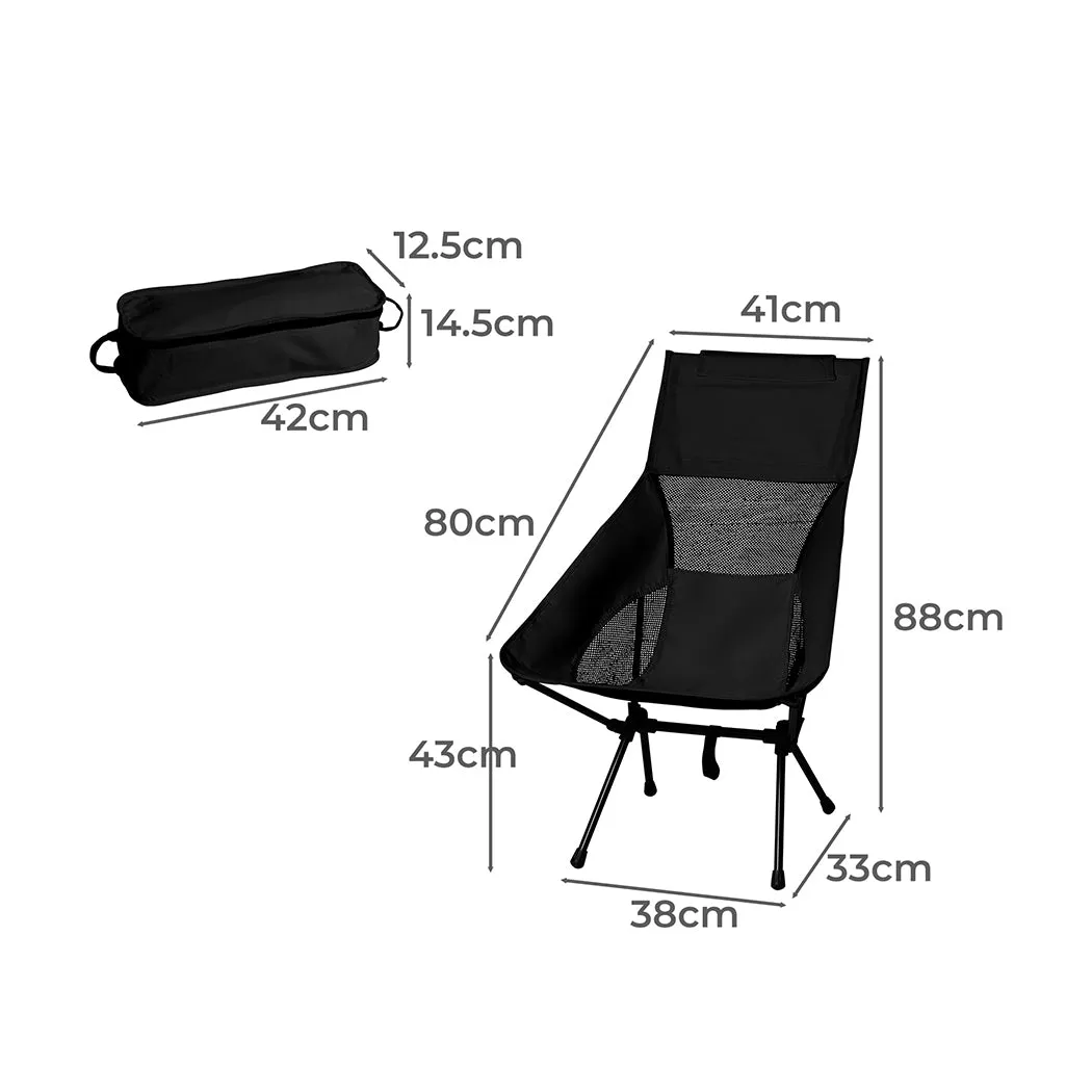Levede Camping Chair Folding Outdoor Large Black-VIC_Metro
