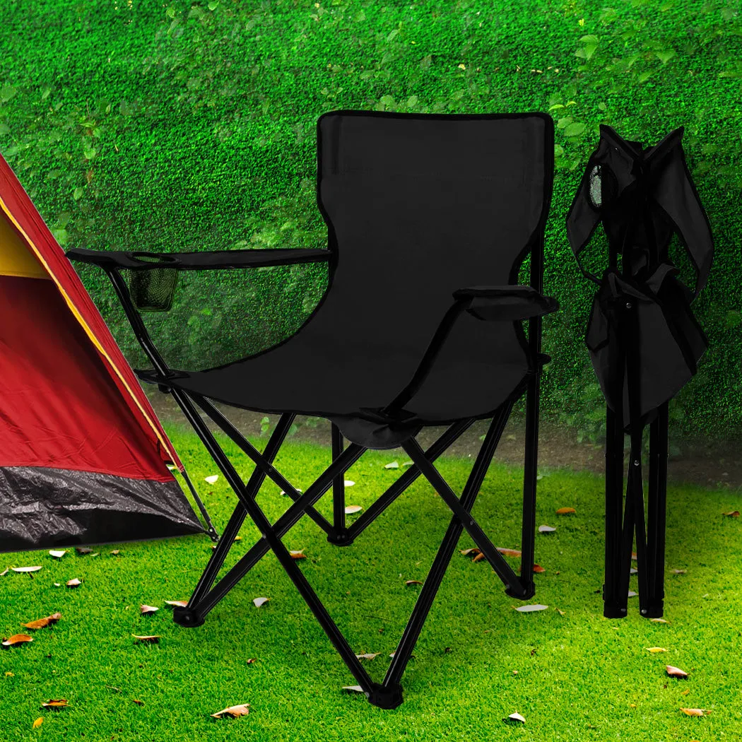 Levede Camping Chairs Folding Arm Foldable Black-NSW_Metro