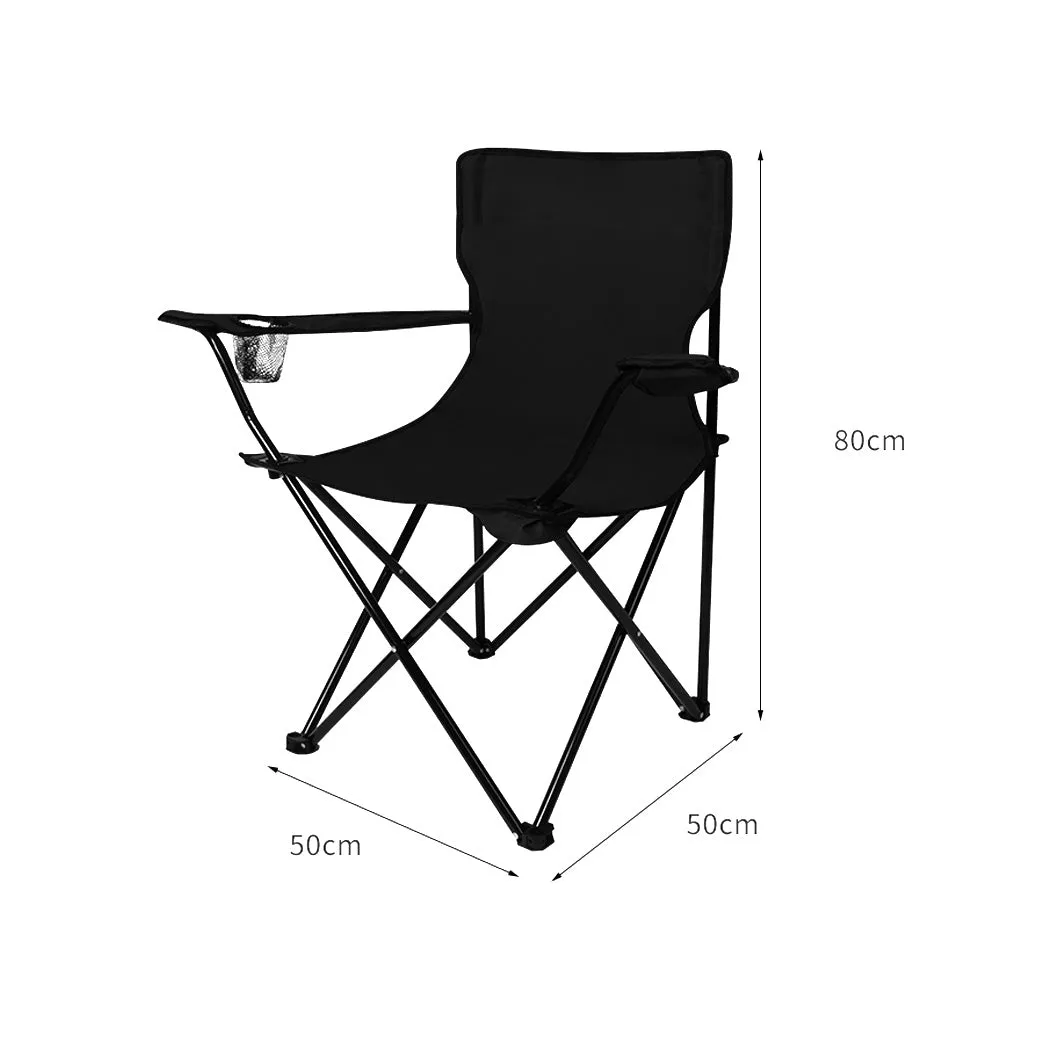 Levede Camping Chairs Folding Arm Foldable Black-NSW_Metro