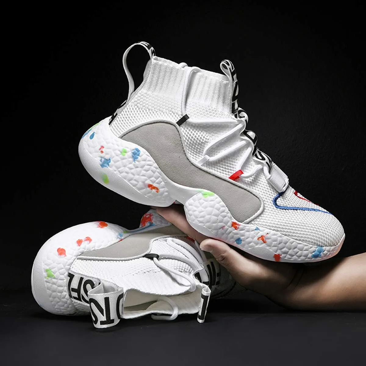 LIBINXIF Women's Men's Upper Light Breathable Fashion Non-Slip Sneakers Comfortable Walking Shoes Couple Shoes Sock Shoes Running Shoes Trainers Shoes Large Shoes