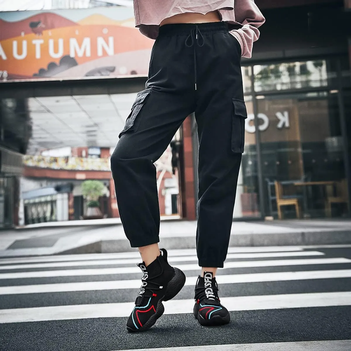 LIBINXIF Women's Men's Upper Light Breathable Fashion Non-Slip Sneakers Comfortable Walking Shoes Couple Shoes Sock Shoes Running Shoes Trainers Shoes Large Shoes