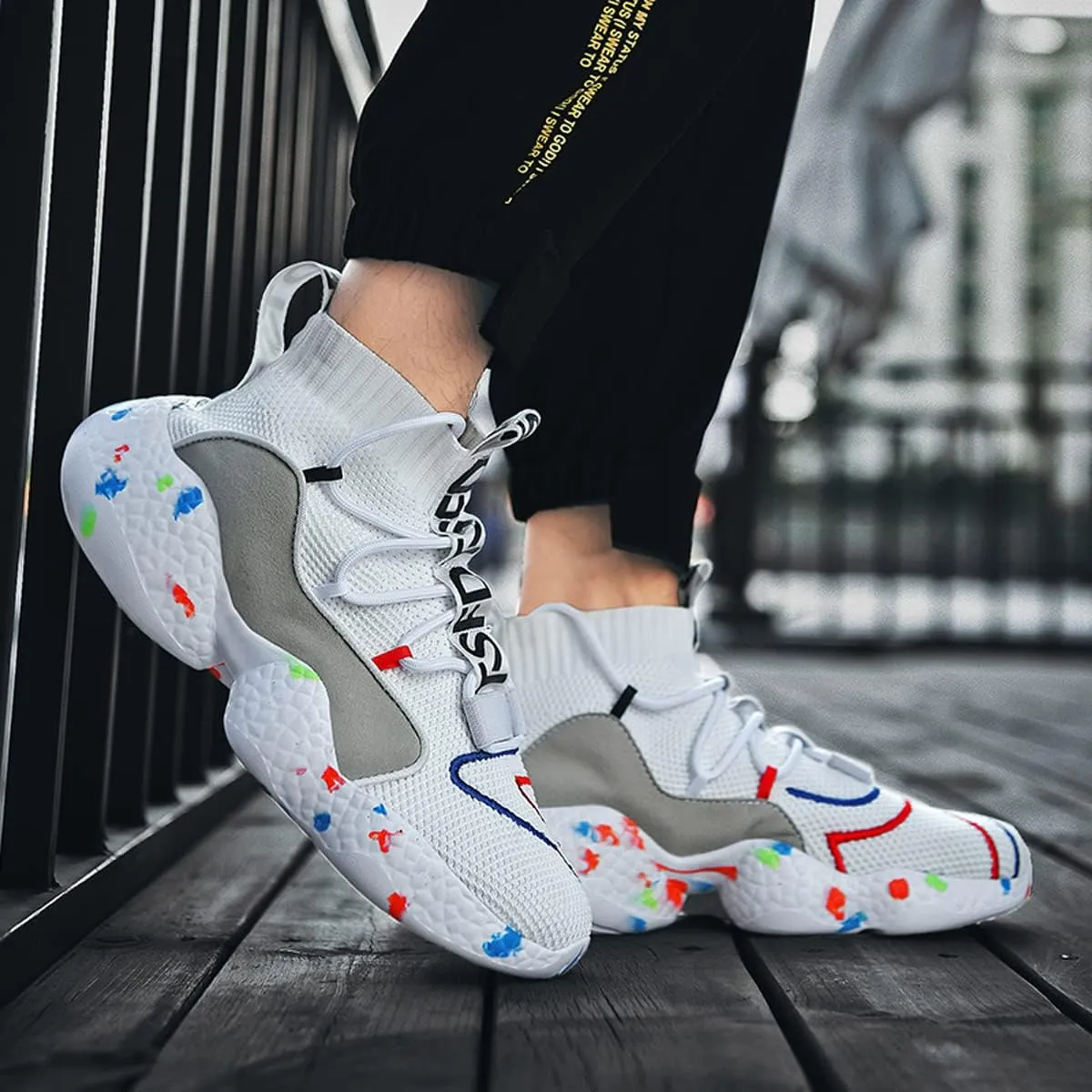 LIBINXIF Women's Men's Upper Light Breathable Fashion Non-Slip Sneakers Comfortable Walking Shoes Couple Shoes Sock Shoes Running Shoes Trainers Shoes Large Shoes