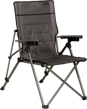 Lippert Sun Soaker Three-Position Reclining Camping Chair with 600D Polyester Fabric, Padded Back/Seat, Steel Frame Construction, 250-lb. Weight Capacity, Dark Grey Color - 2022120581