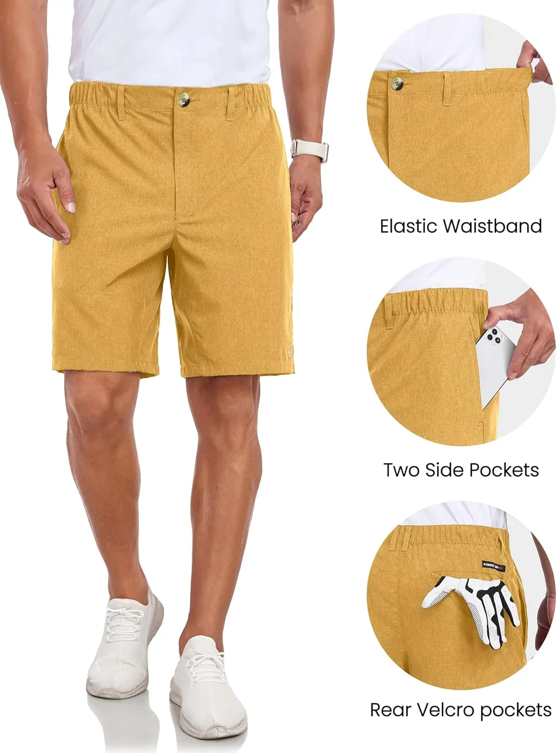 Little Donkey Andy Men's Bermuda 9 Inch Lightweight Quick Dry Stretch Shorts Golf Hiking Travel