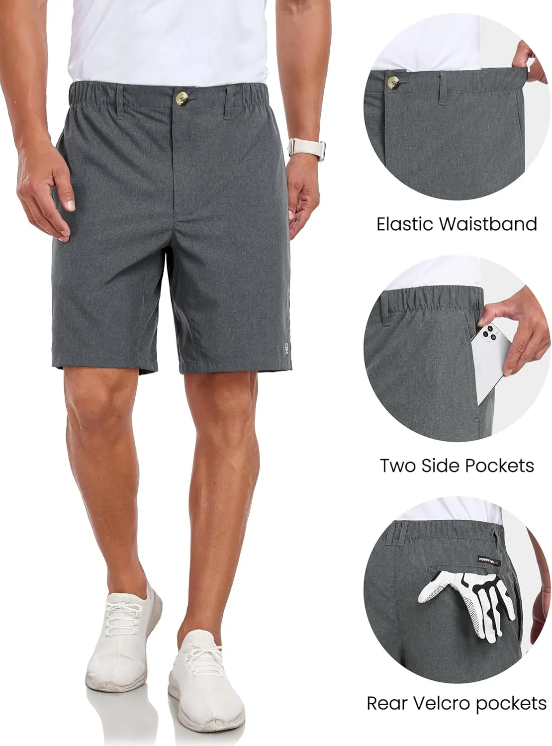 Little Donkey Andy Men's Bermuda 9 Inch Lightweight Quick Dry Stretch Shorts Golf Hiking Travel