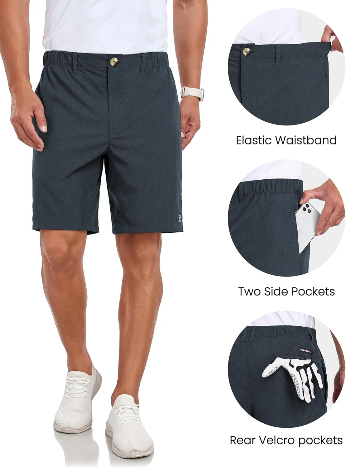 Little Donkey Andy Men's Bermuda 9 Inch Lightweight Quick Dry Stretch Shorts Golf Hiking Travel
