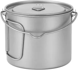 Lixada 1100ml/2800ml Titanium Pot Ultralight Portable Hanging Pot with Lid and Foldable Handle Outdoor Camping Hiking Backpacking