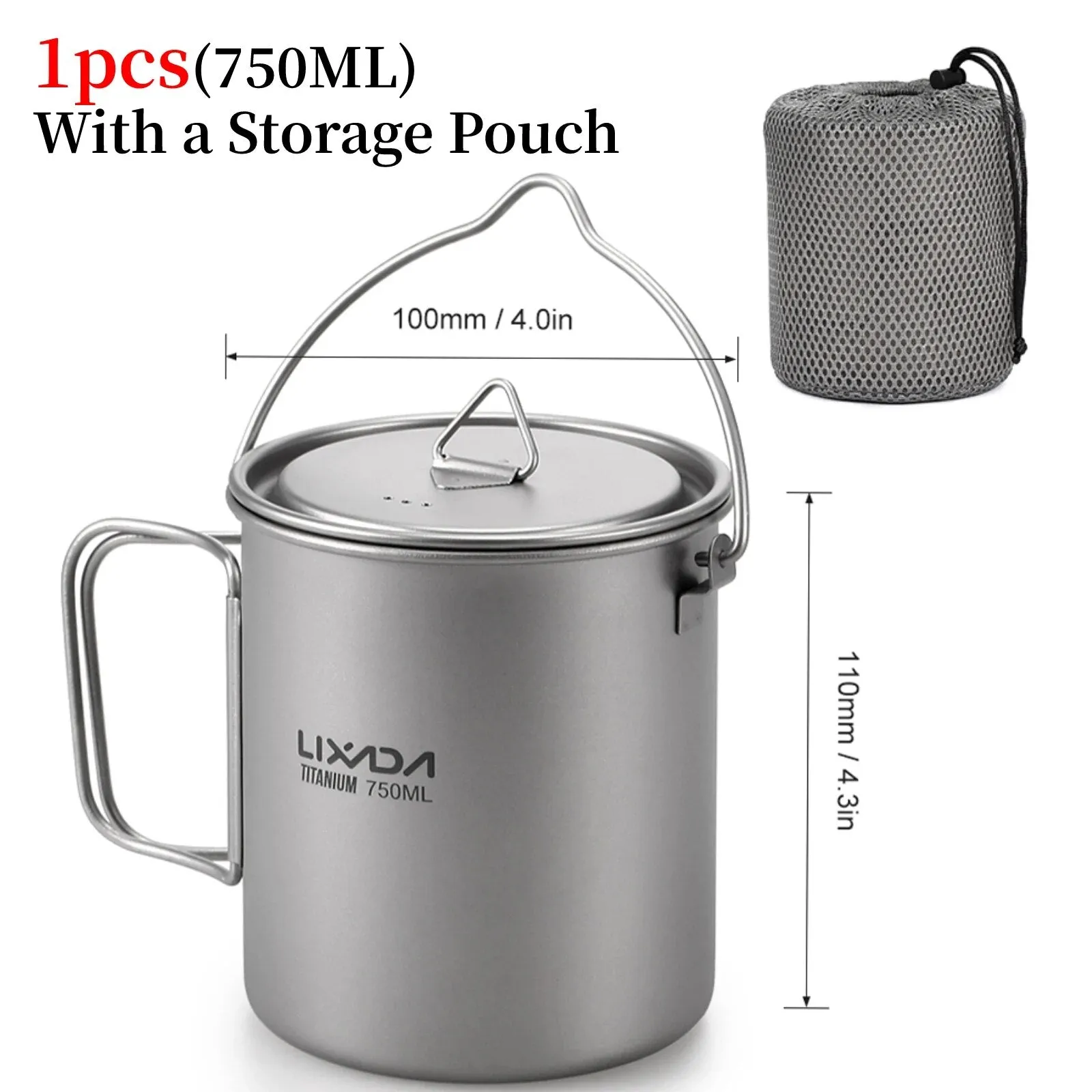 LIXADA Camping Equipment Titanium Wood Stove Outdoor Cookware Tableware Set Hiking Picnic Backpacking Camping Pot Pan Mug Set
