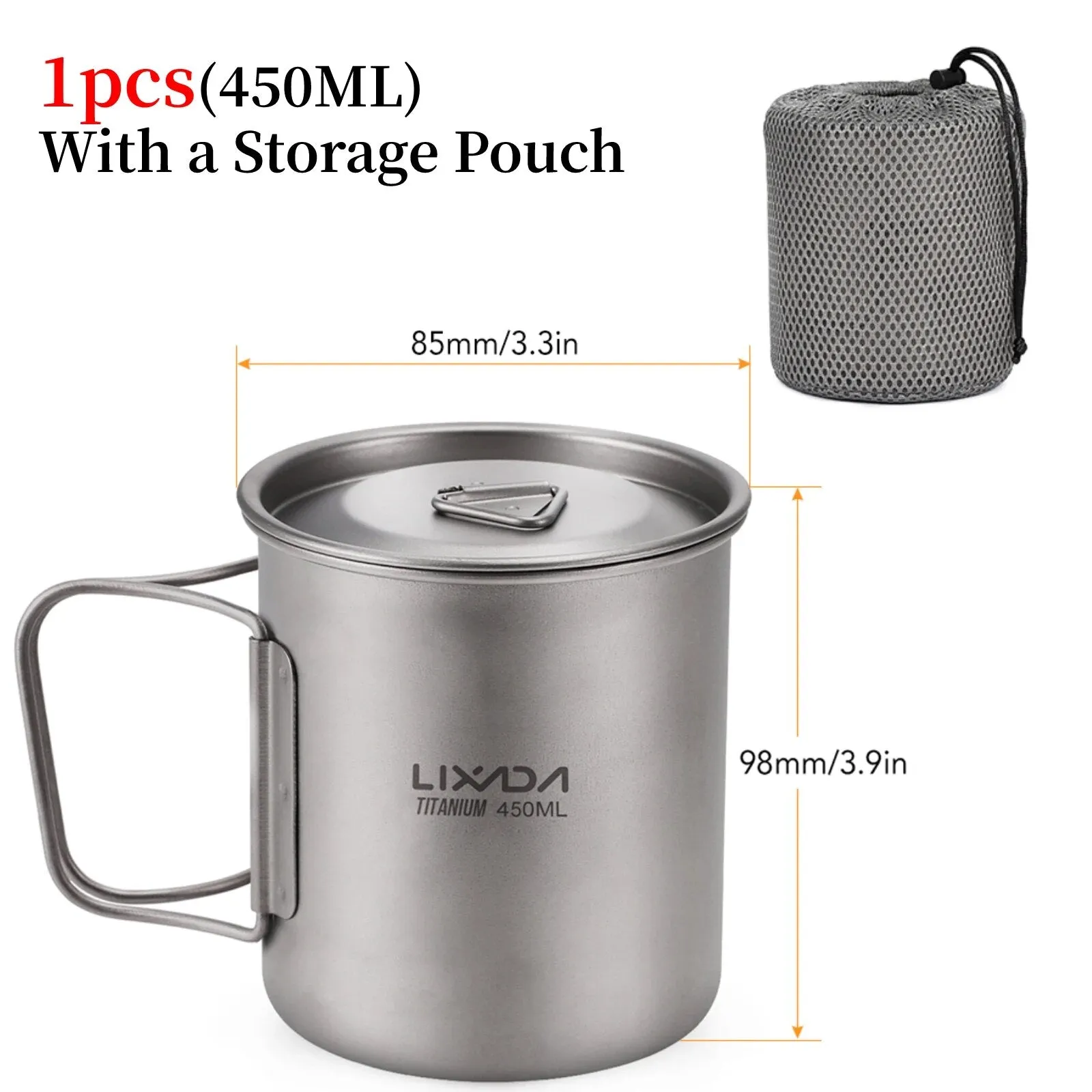 LIXADA Camping Equipment Titanium Wood Stove Outdoor Cookware Tableware Set Hiking Picnic Backpacking Camping Pot Pan Mug Set