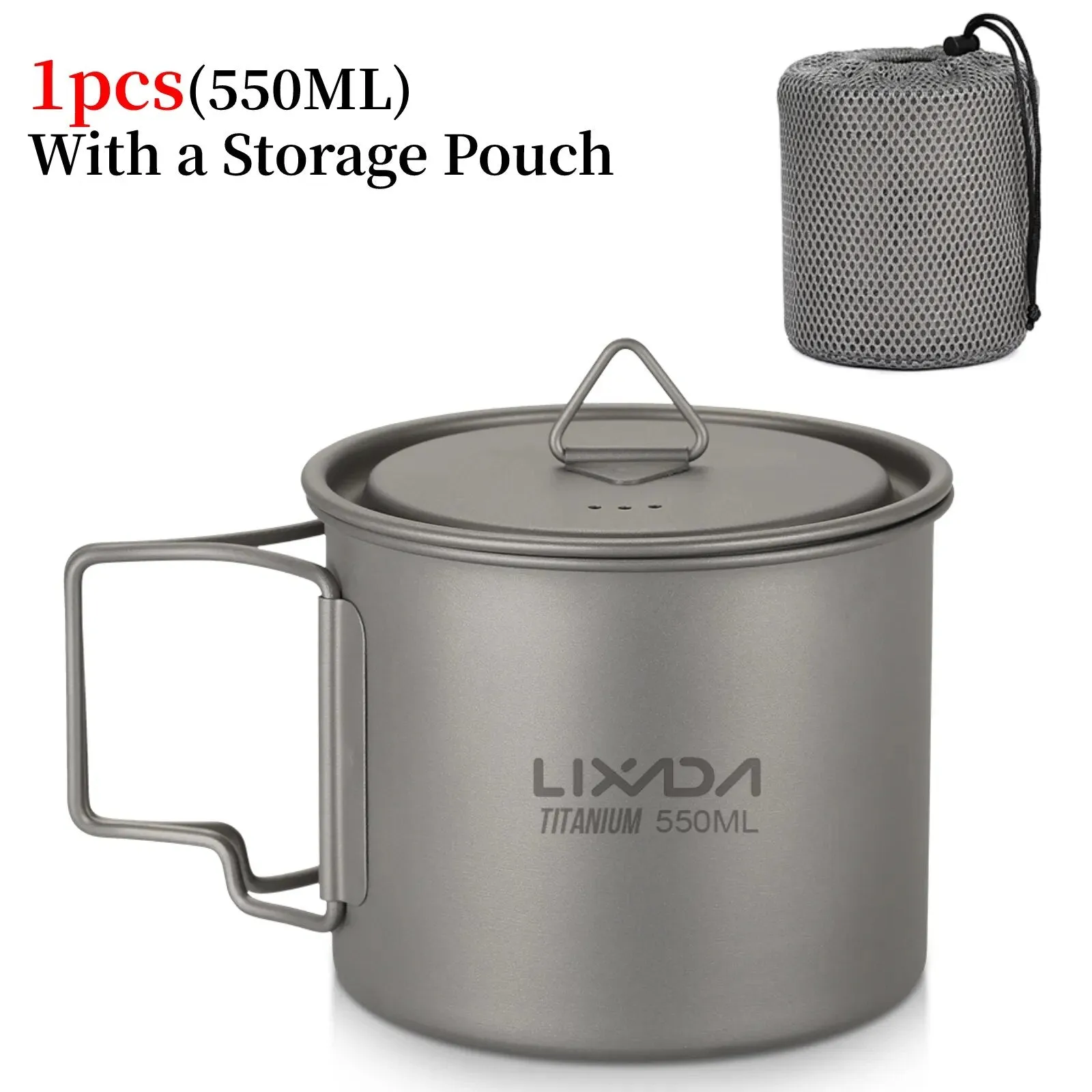 LIXADA Camping Equipment Titanium Wood Stove Outdoor Cookware Tableware Set Hiking Picnic Backpacking Camping Pot Pan Mug Set