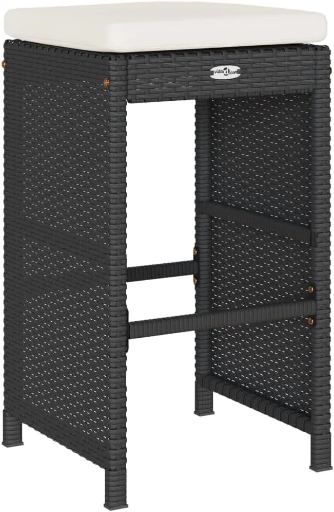 Lounging Chair Camping Chair Beach Chair Lounge Chair - Patio Bar Stools with Cushions 4 pcs Black Poly Rattan for Terrace Park Outside Garden
