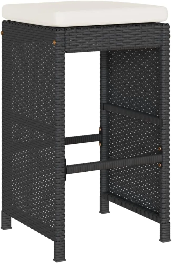 Lounging Chair Camping Chair Beach Chair Lounge Chair - Patio Bar Stools with Cushions 4 pcs Black Poly Rattan for Terrace Park Outside Garden