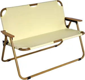 LUCKYERMORE Folding Loveseat Camping Chair for 2 Person Double Seat Outdoor Portable Aluminum Beach Chair with Armrests Compact Picnic Chair for Fishing Travel Camp Camping Beach Indoor Outdoor