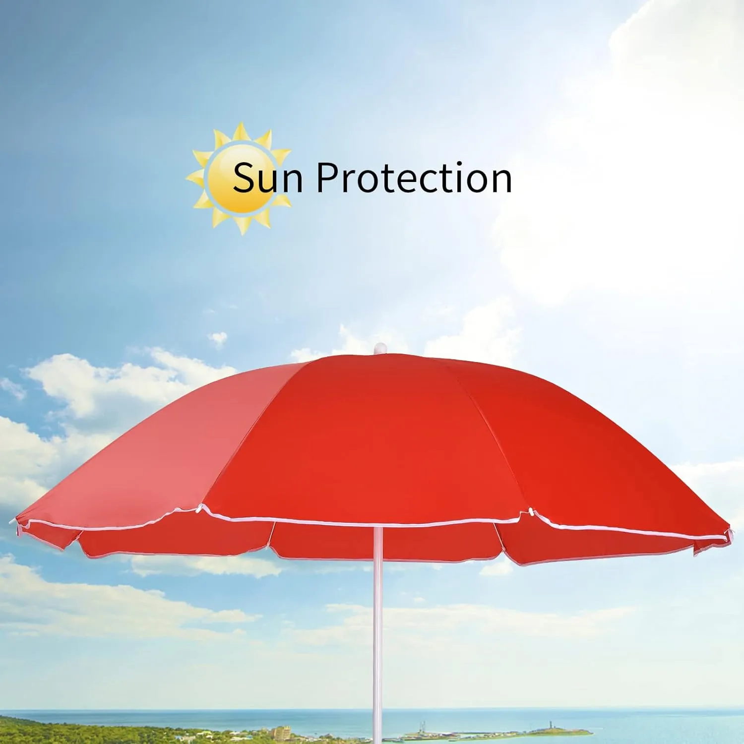 MAT EXPERT Folding Double Camp Chair w/Removable Umbrella, Portable Picnic Chair w/Mini Table, Chair Set w/Beverage Holder, Portable Loveseat Camp Chairs for Beach, Backyard, Poolside (Red)