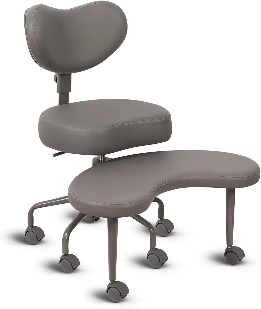 Meditation Cross Legged Chair PRO, ADHD Chair with Height Adjustable Backrest, Criss Cross Desk Use with Footrest and Wheels for Home Office, Flexible Design for Fidgety Sitters, Gray