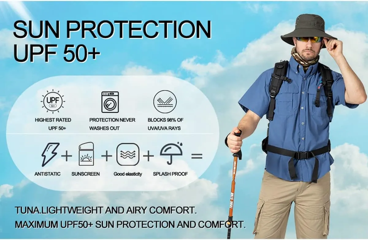 Men's UV UPF 50  Sun Protection Magellan Fishing Waterproof SPF Hiking Camping Short Sleeve Shirts