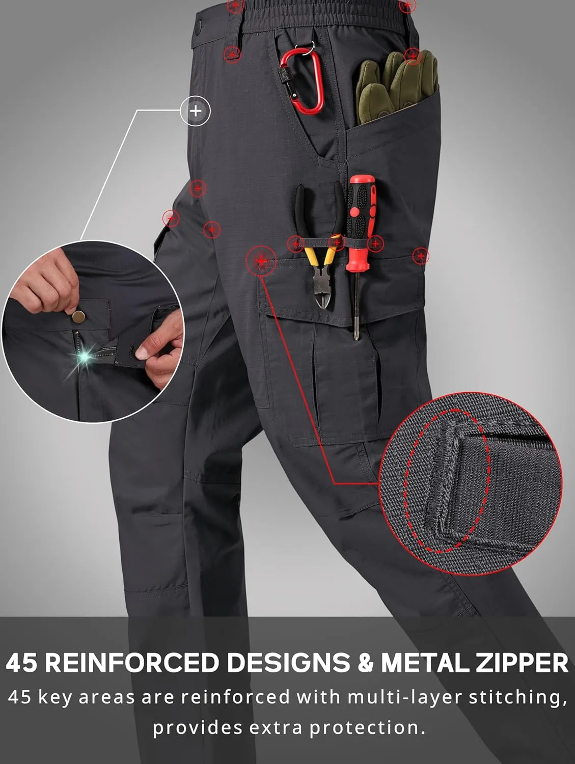 Mens Work Pants Ripstop Waterproof Cargo Pants for Men with 7 Pockets Tactical Hiking Pants