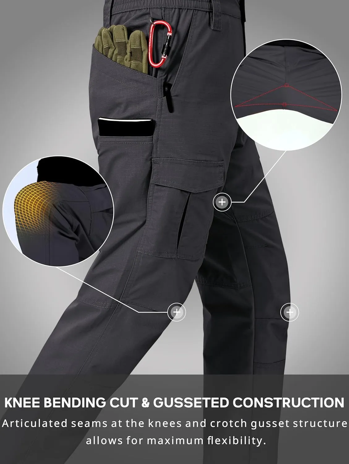 Mens Work Pants Ripstop Waterproof Cargo Pants for Men with 7 Pockets Tactical Hiking Pants