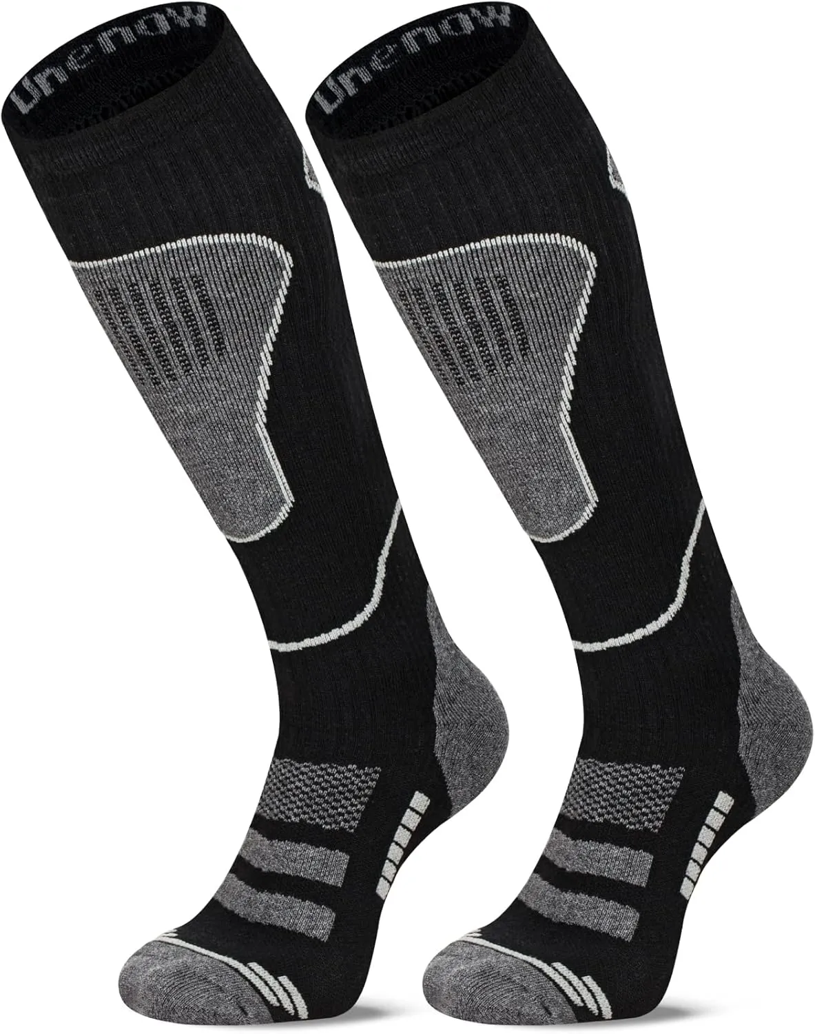 Merino Wool Ski Socks 2 Pairs, Thermal Knee High Warm Socks for Snowboarding, Hiking, Cold Weather, Snow, Hunting