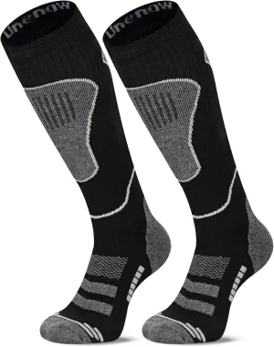 Merino Wool Ski Socks 2 Pairs, Thermal Knee High Warm Socks for Snowboarding, Hiking, Cold Weather, Snow, Hunting