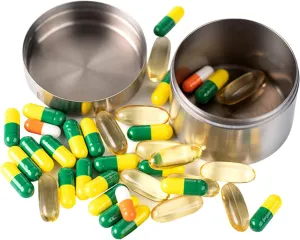 Metal Pill Case Titanium, Daily Pill Organizer Portable Travel Pill Box, Waterproof Pill Container Large, BPA Free Compact Lightweight Pill Holder Medicine Bottle for Pocket Outdoor Camping