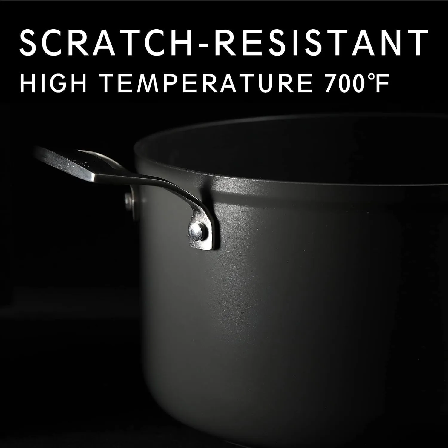 MsMk 6QT Stock Pot with Glass Lid, Burnt also Nonstick, Lasting Non stick, Oven safe to 700°F, Induction, Scratch-resistant Durable PFOA Free Non-Toxic