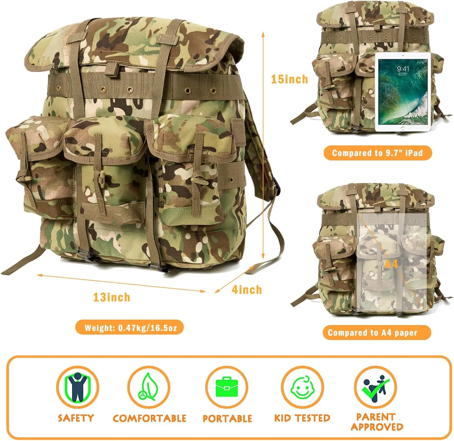 MT Mini ALICE Pack for Kids, Military Army Style Children Rucksack