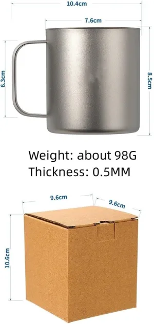 Mug 300ml Outdoor Pure Titanium Double Layer Portable Camping Coffee Cup(1PC)