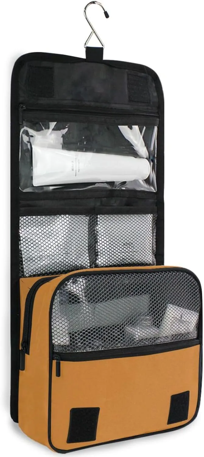 Multi Compartment Toiletry Cosmetic Bag Ocher Cosmetic Bags for Women