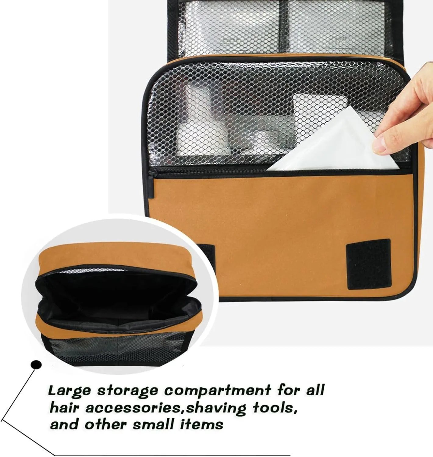 Multi Compartment Toiletry Cosmetic Bag Ocher Cosmetic Bags for Women