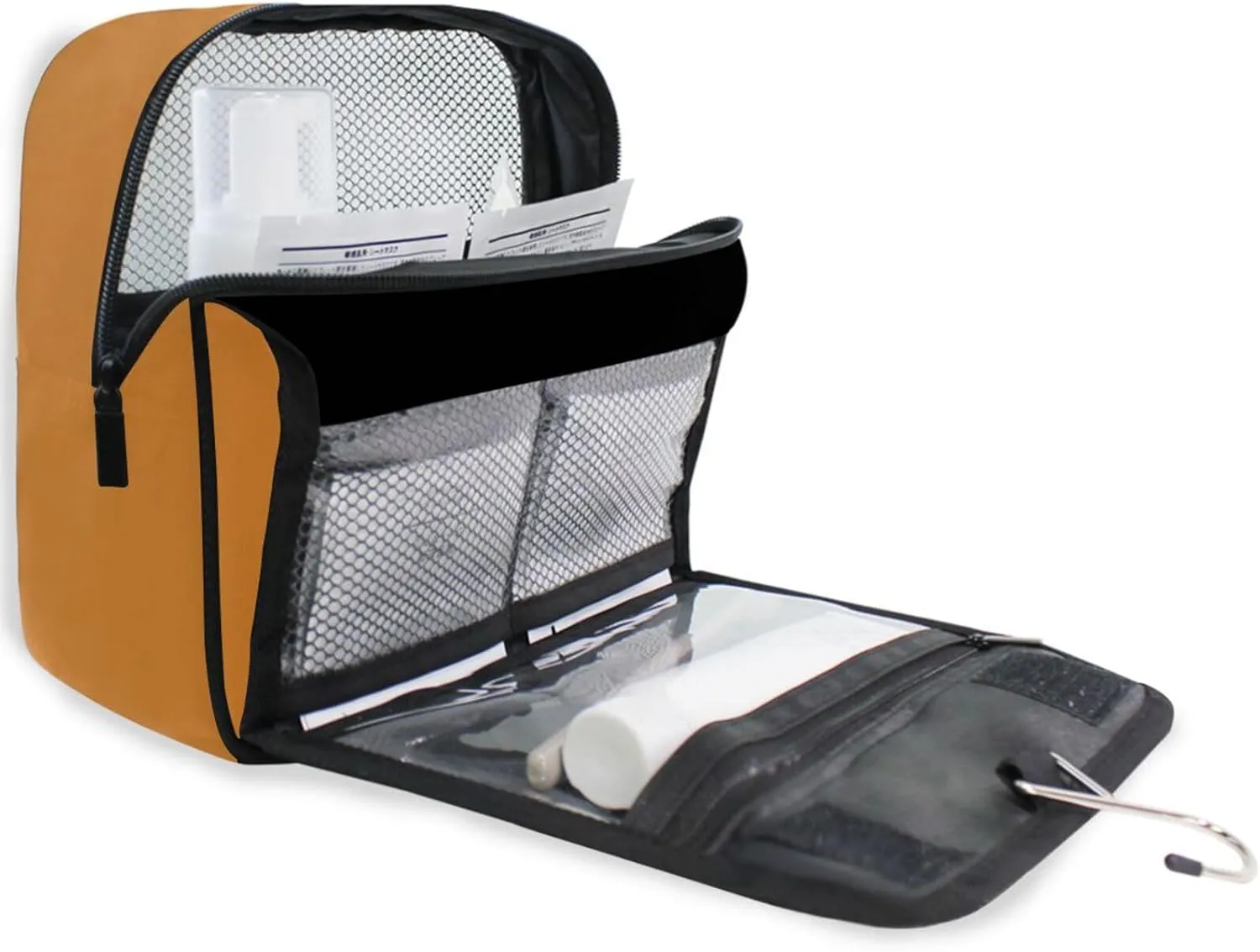 Multi Compartment Toiletry Cosmetic Bag Ocher Cosmetic Bags for Women